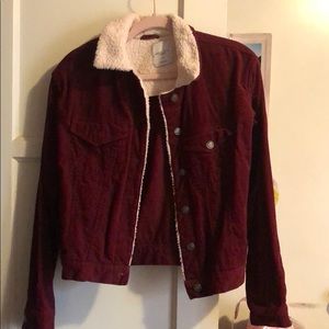 Burgundy corduroy button up jacket